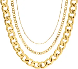 14K Gold Plated U Shaped Bamboo Lock Chain Paperclip Chains Adjustable Necklace for Women Gold Plated Jewelry