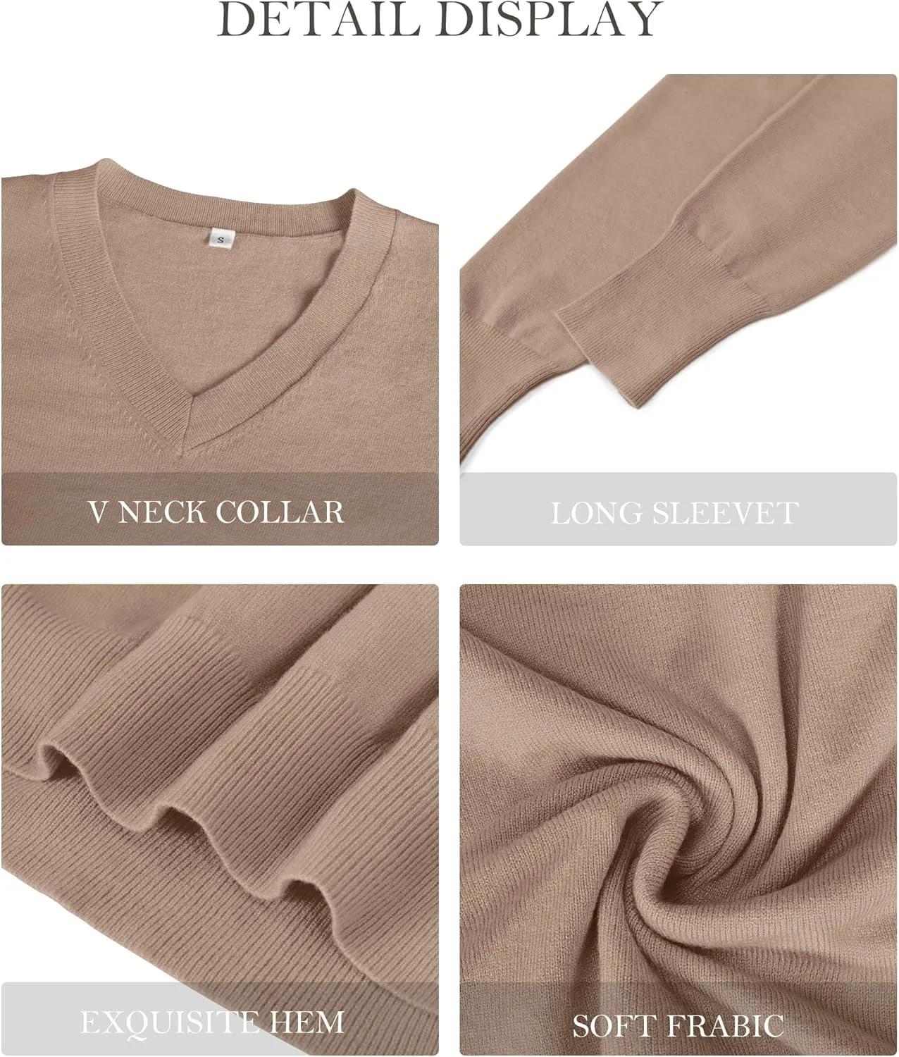 2025 Women's Sweaters Knitted Ribbed Casual Thin Long Sleeve Pullover V Neck Lightweight Sweatshirts Cute Blouse Tops
