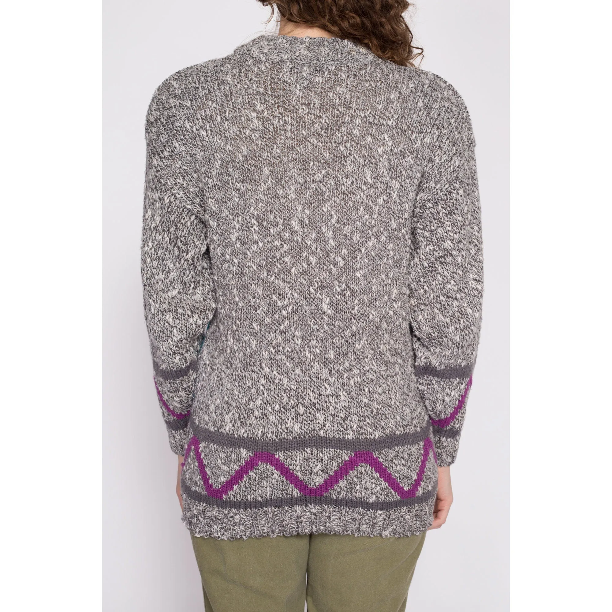 80s Geometric Knit Sweater - Small