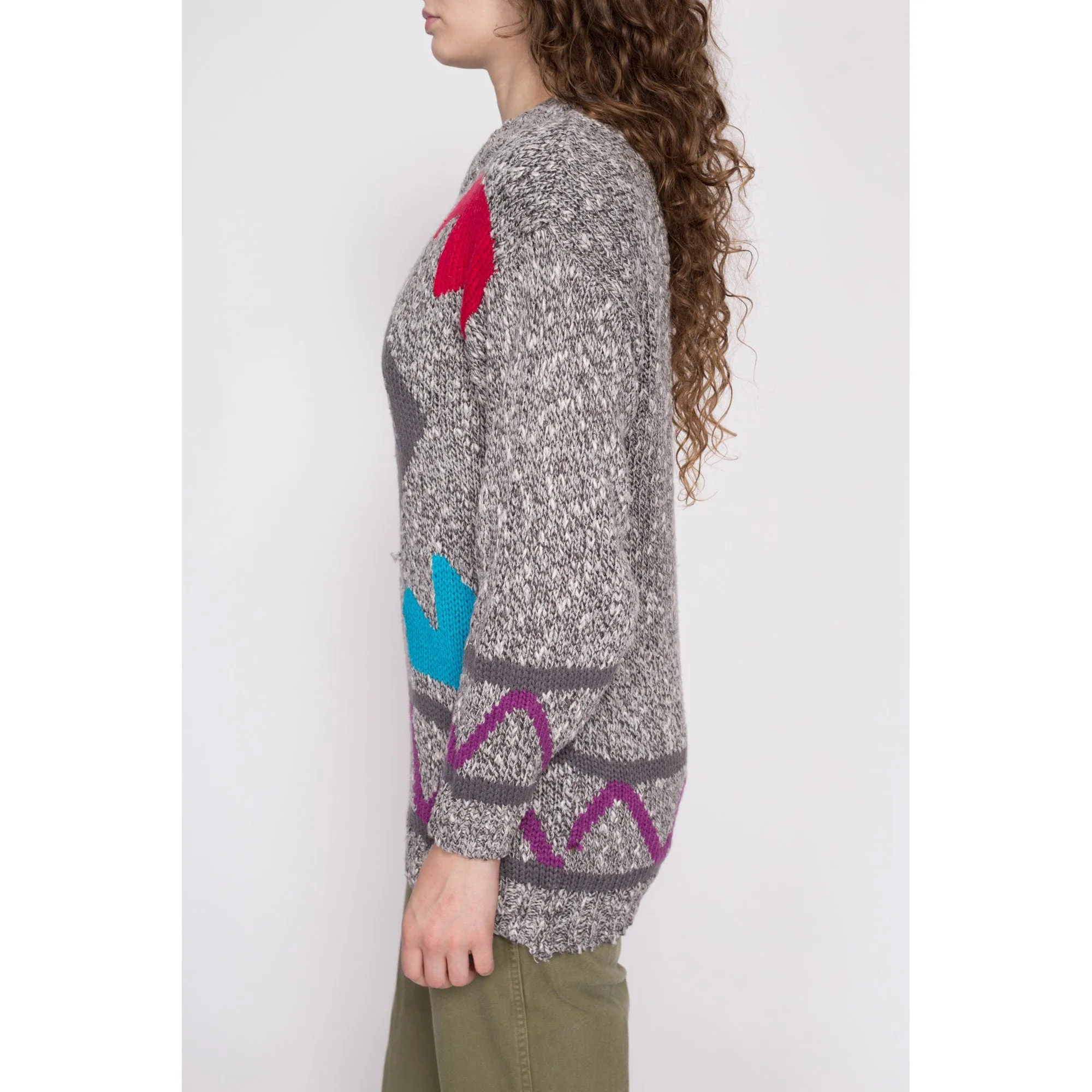80s Geometric Knit Sweater - Small
