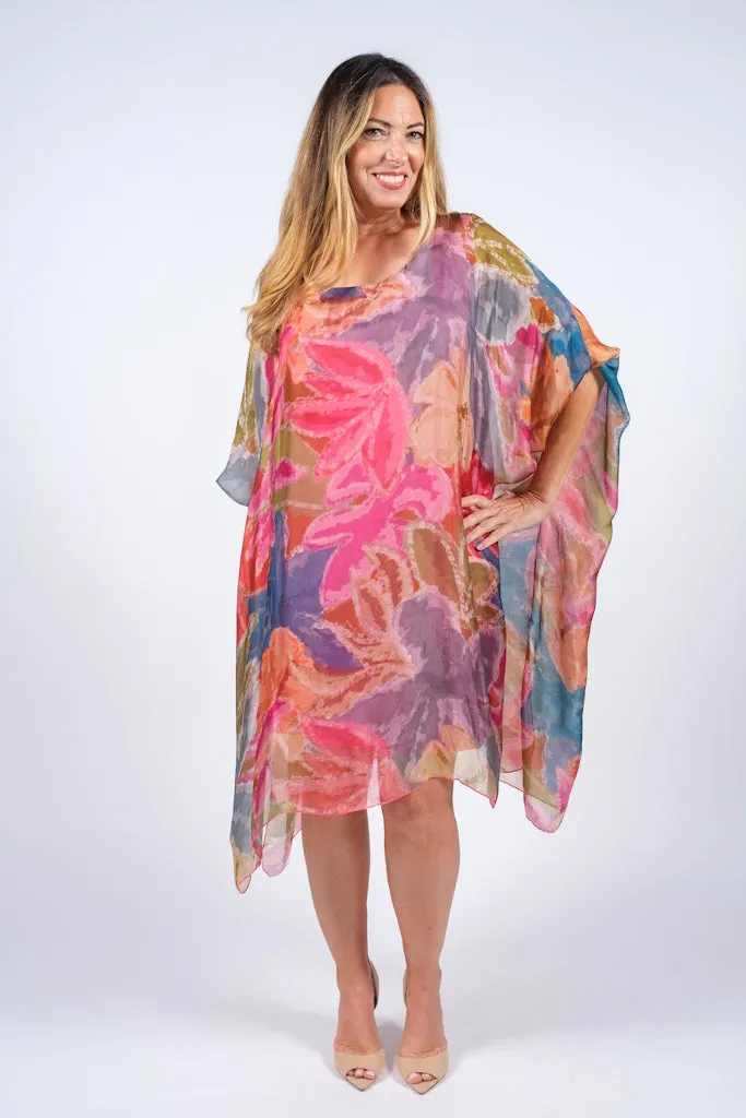 Alessia Lily Watercolor Silk Kaftan Dress (DQ202LW)