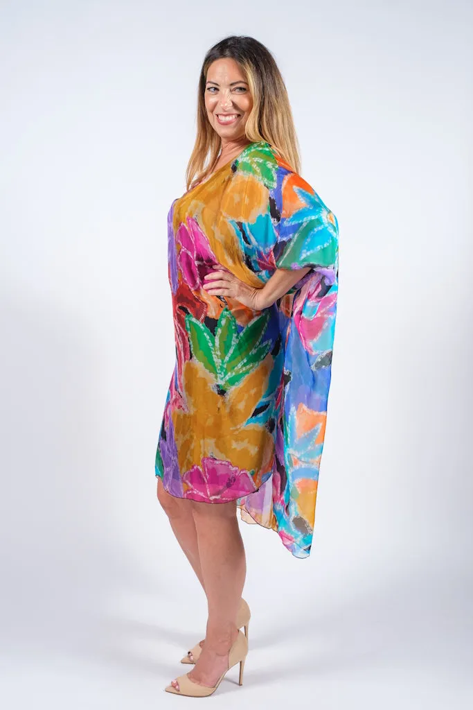 Alessia Lily Watercolor Silk Kaftan Dress (DQ202LW)