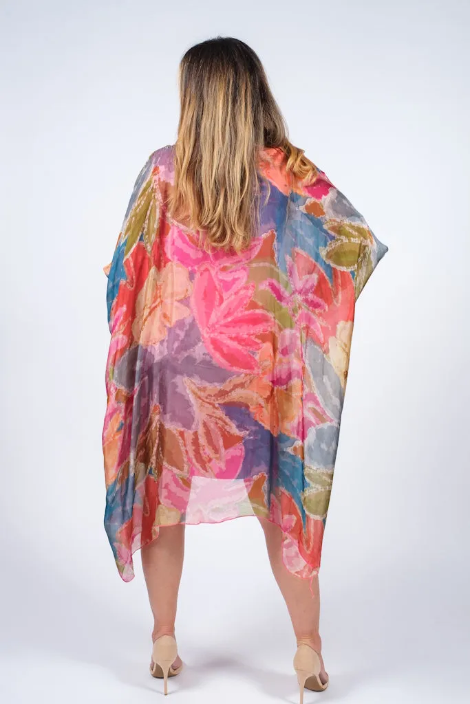 Alessia Lily Watercolor Silk Kaftan Dress (DQ202LW)