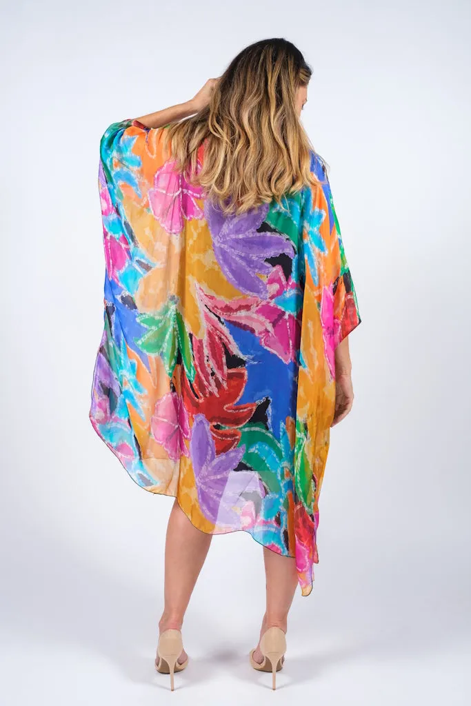 Alessia Lily Watercolor Silk Kaftan Dress (DQ202LW)