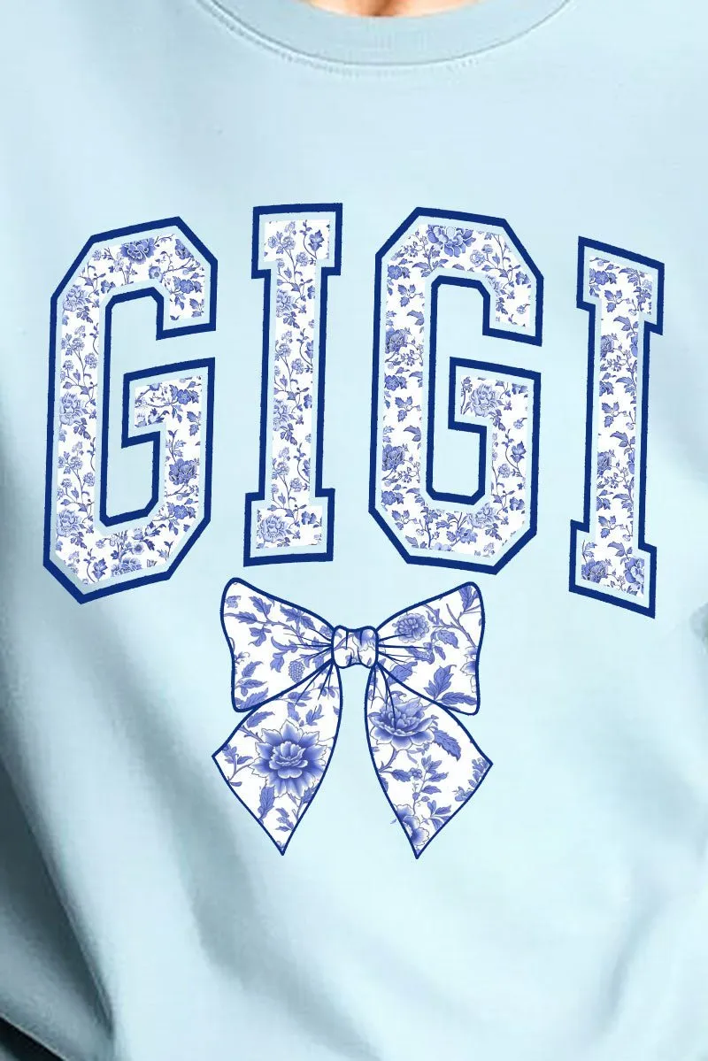 Arched Gigi Blue Chinoiserie Comfort Colors Adult Ring-Spun Cotton Tee
