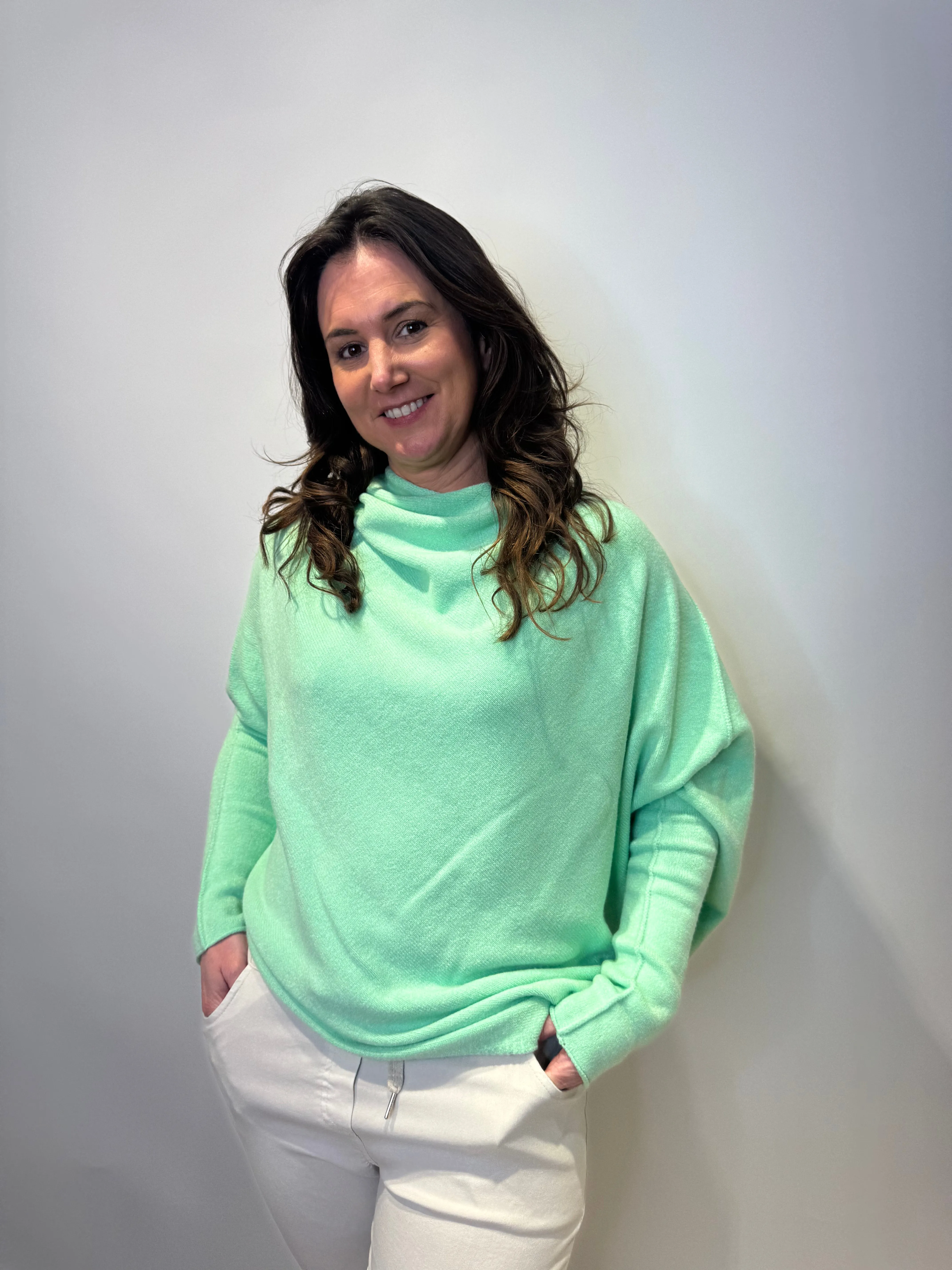 Asymmetric Knit Jumper - Mint