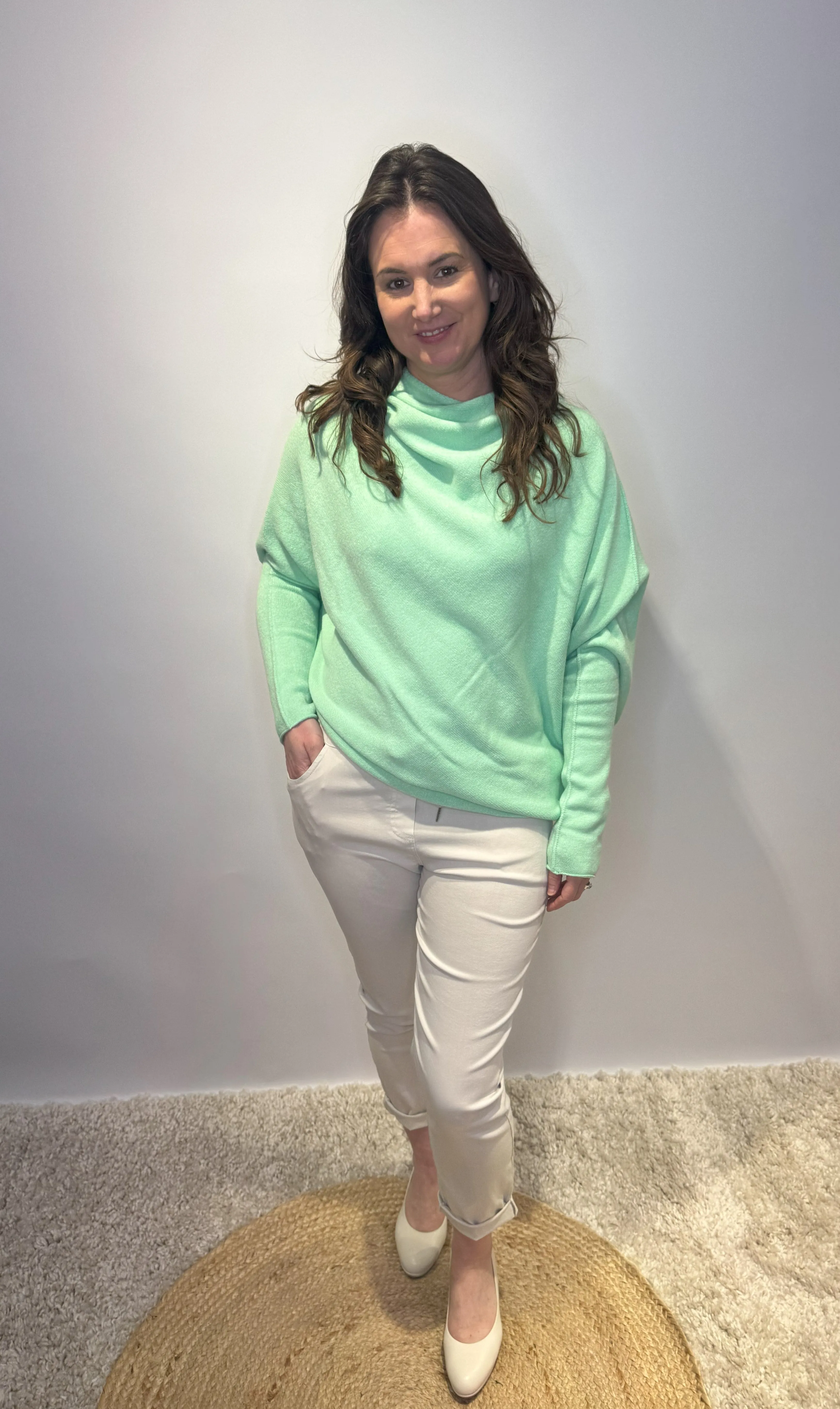 Asymmetric Knit Jumper - Mint