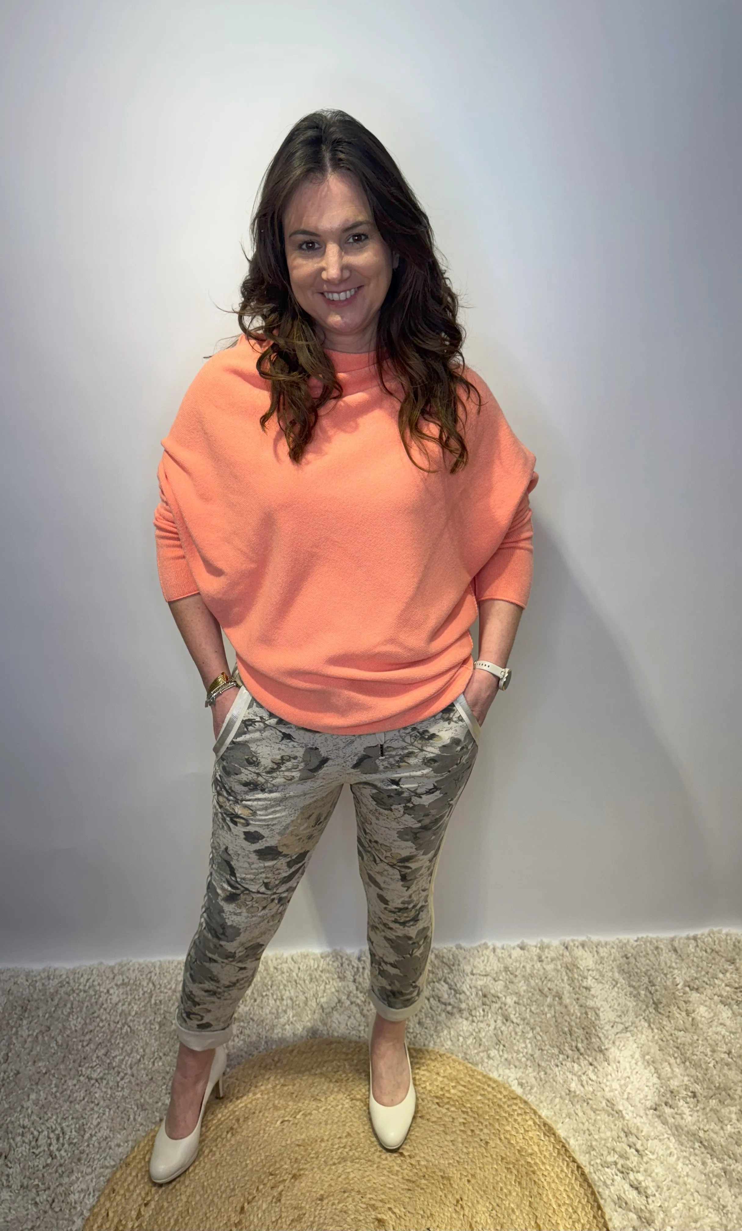Asymmetric Knit Jumper - Peach