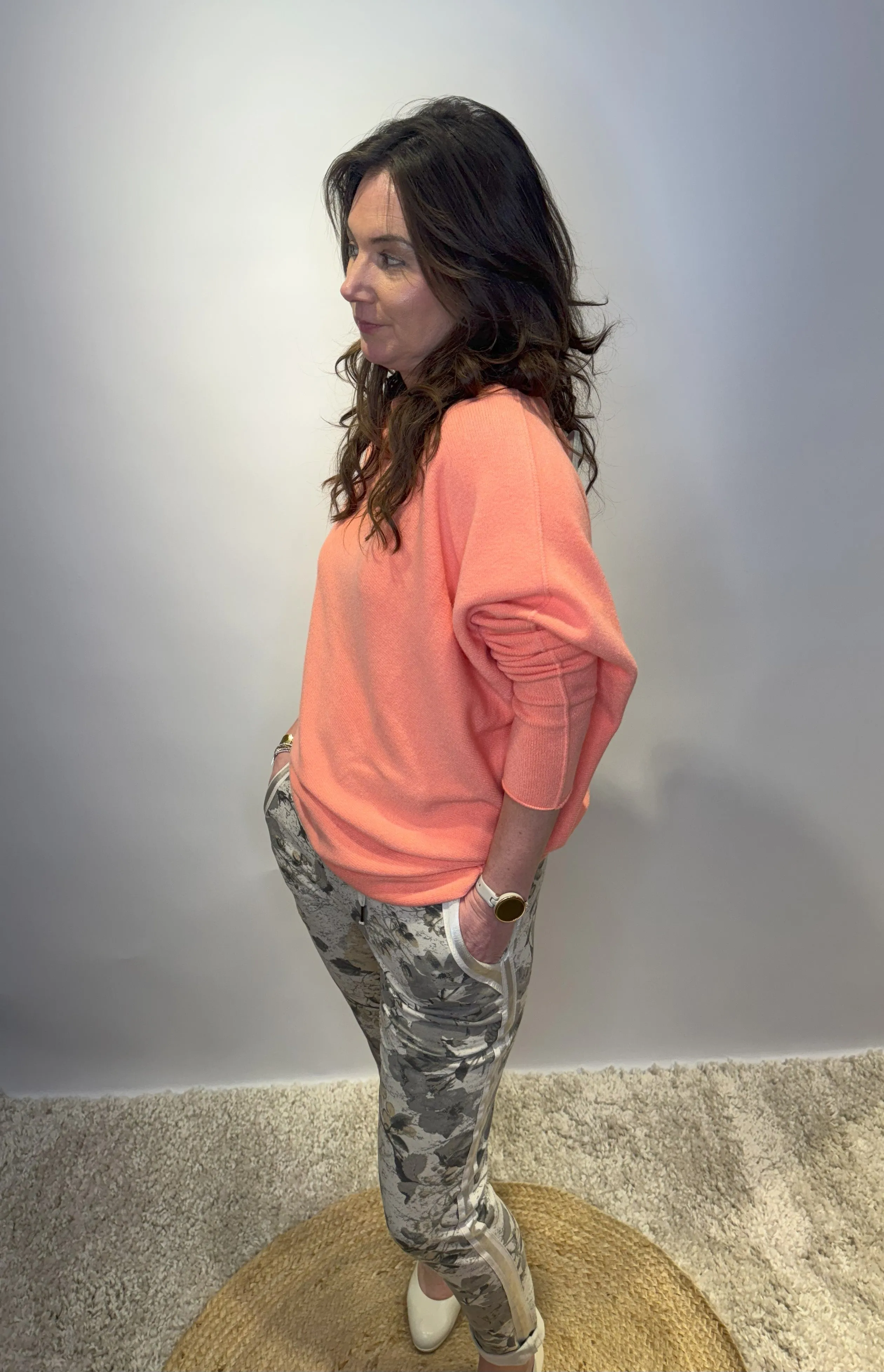 Asymmetric Knit Jumper - Peach