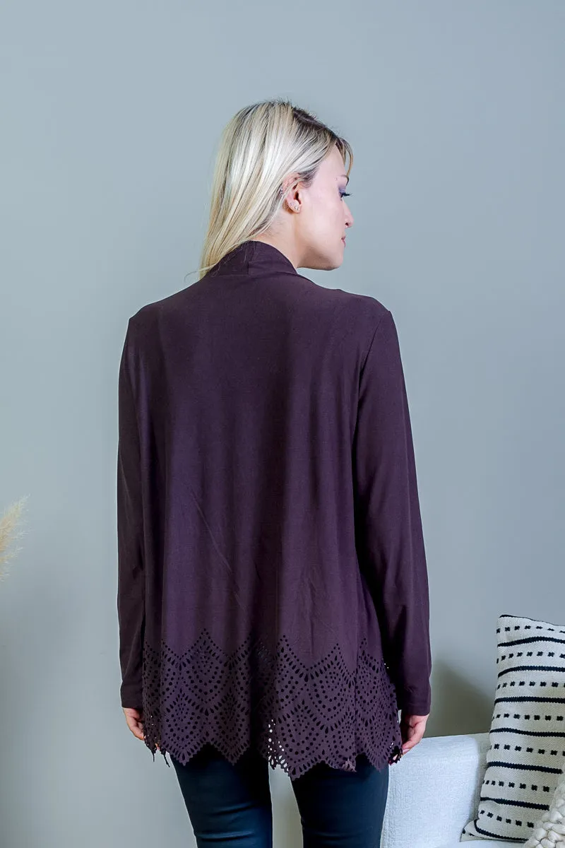 Asymmetrical Handkerchief Draped Open Front Long Sleeve Cardigan (J128M)