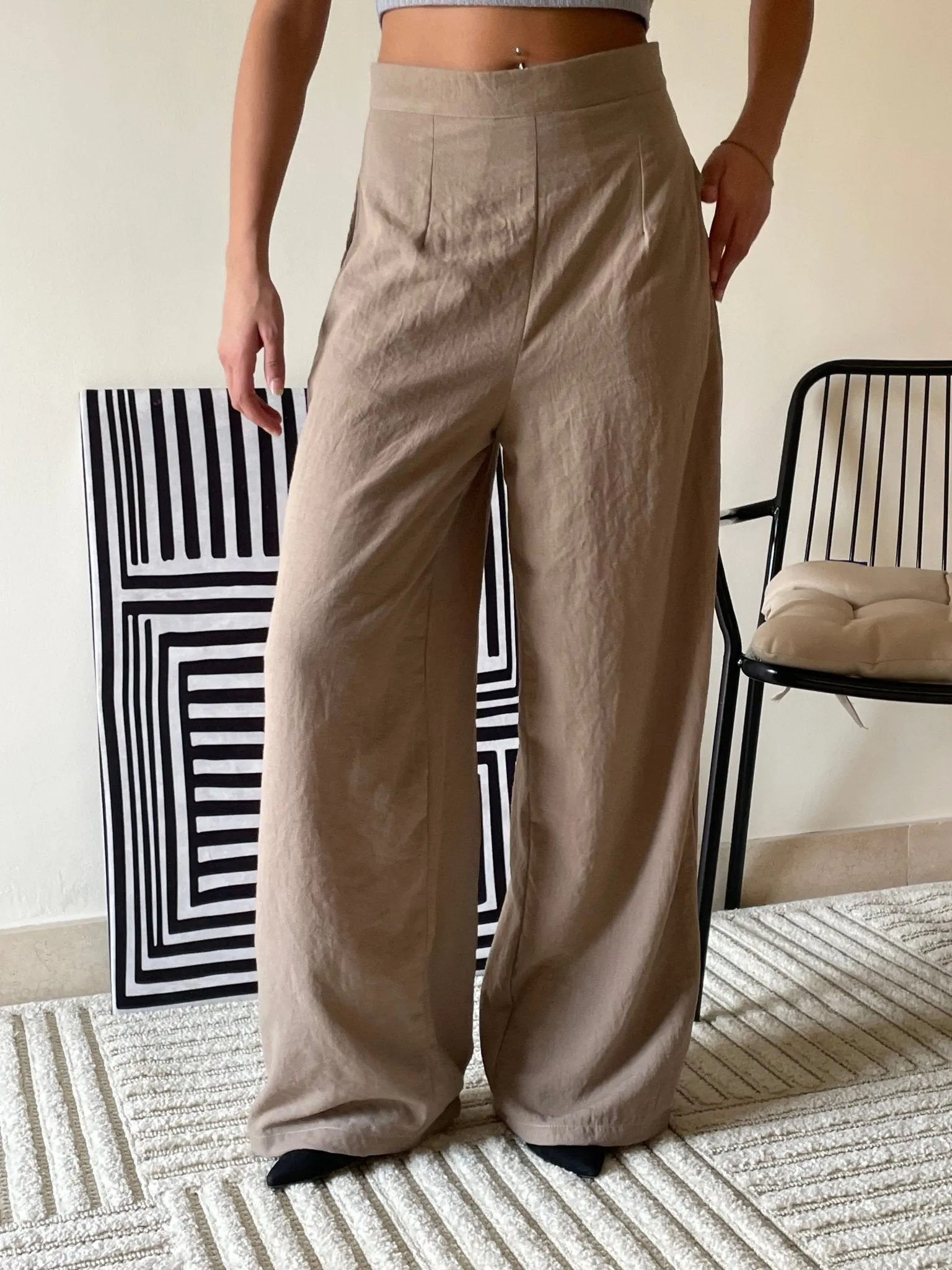 Beige Linen Pants