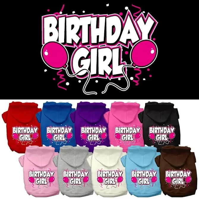 BIRTHDAY GIRL SCREEN PRINT PET HOODIES