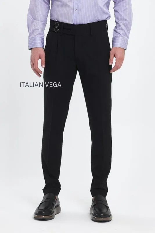 Black Double Buckle Gurkha Pants