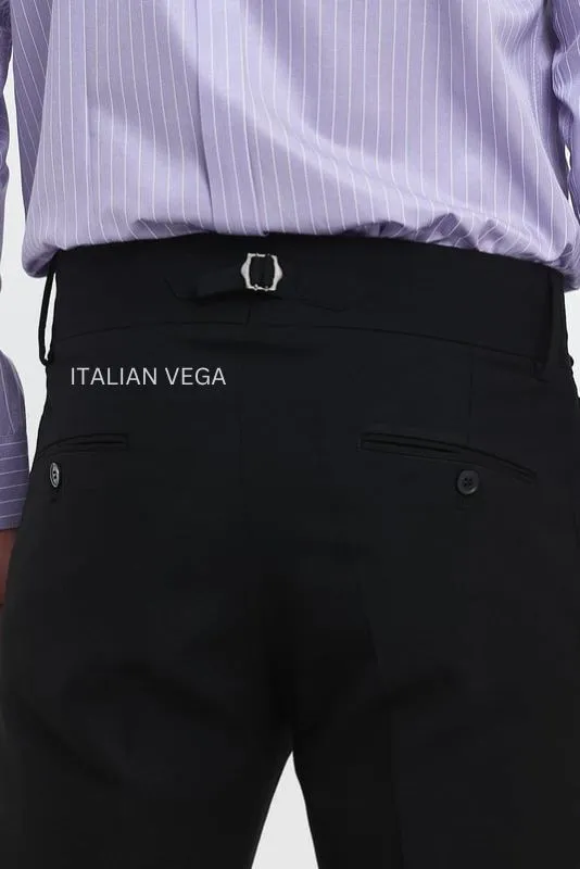 Black Double Buckle Gurkha Pants