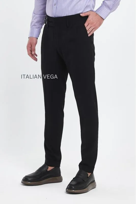 Black Double Buckle Gurkha Pants