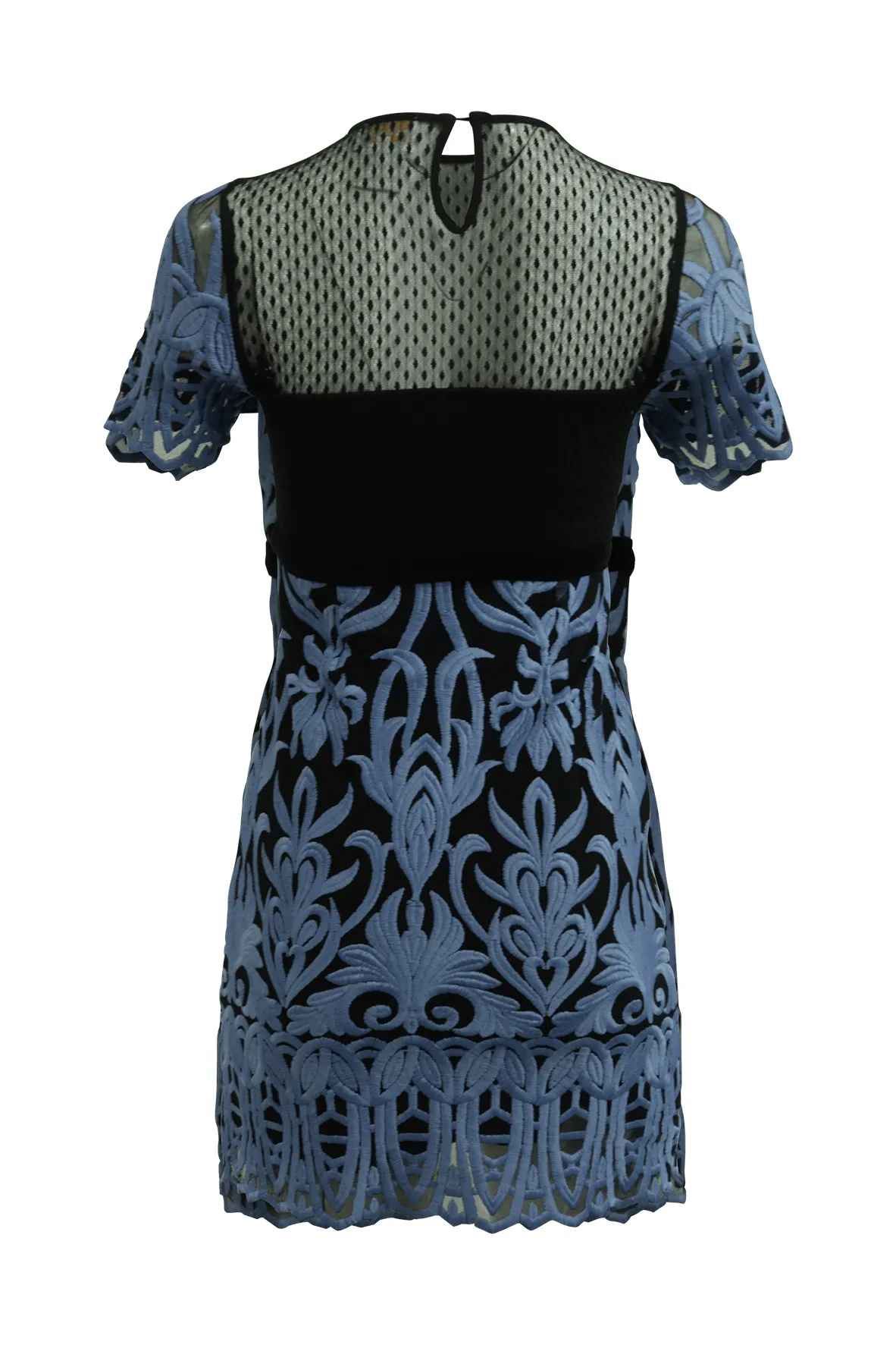 Black Midi Dress With Light Blue Embroidery