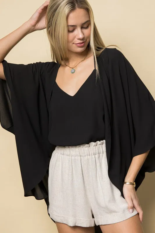 Black Solid Classic Kimono*