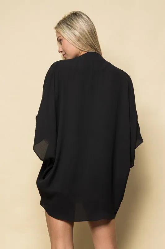 Black Solid Classic Kimono*