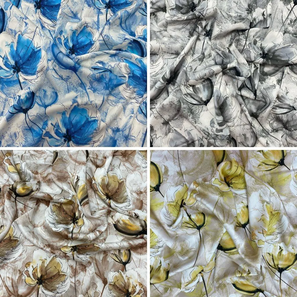 Blooming Floral Satin Fabric