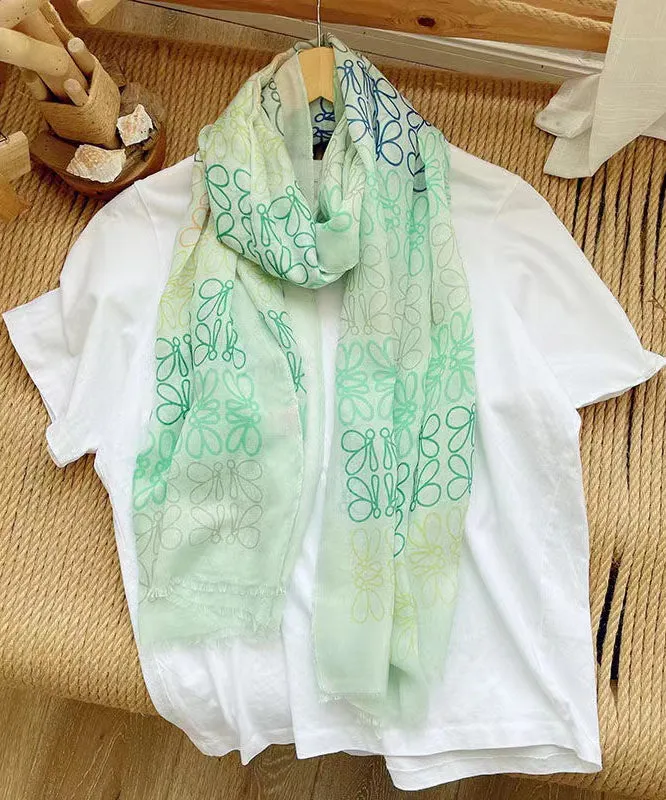 Bohemian Versatile Light Green Print Cotton Scarf ML2243