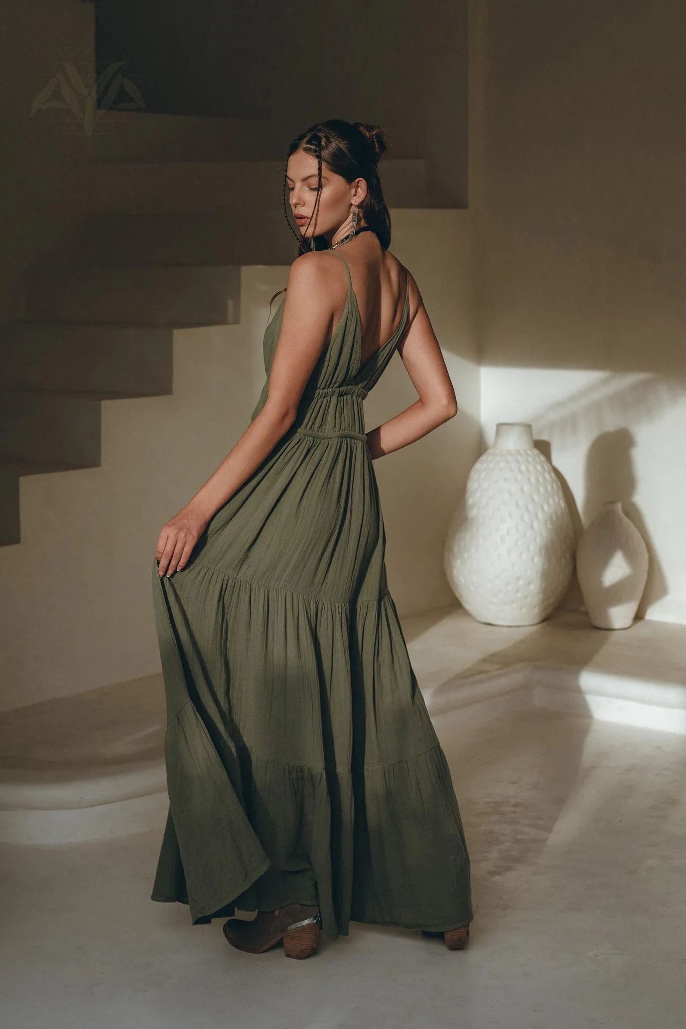Boho Multiway Dress • Fresh Sage Colour Dress • Beach Adjustable Dress