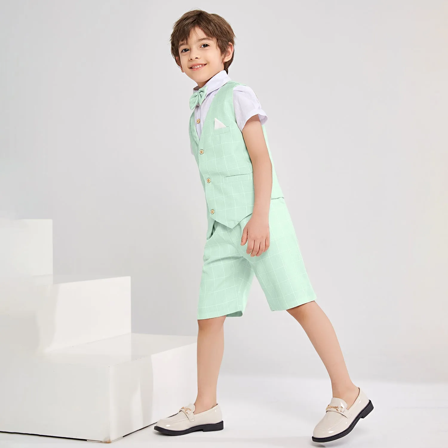 Boy Vest Short Sleeve Summer Formal Business Suit