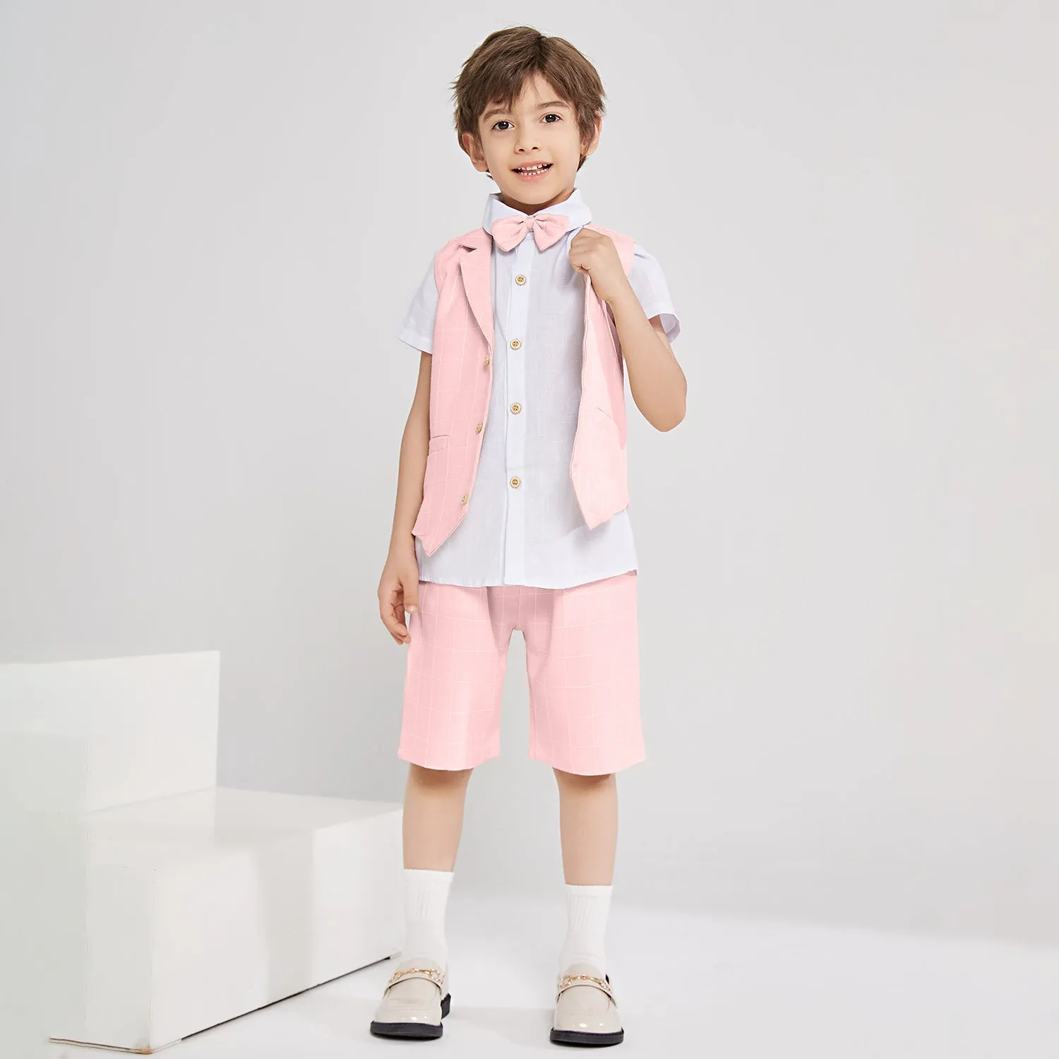 Boy Vest Short Sleeve Summer Formal Business Suit