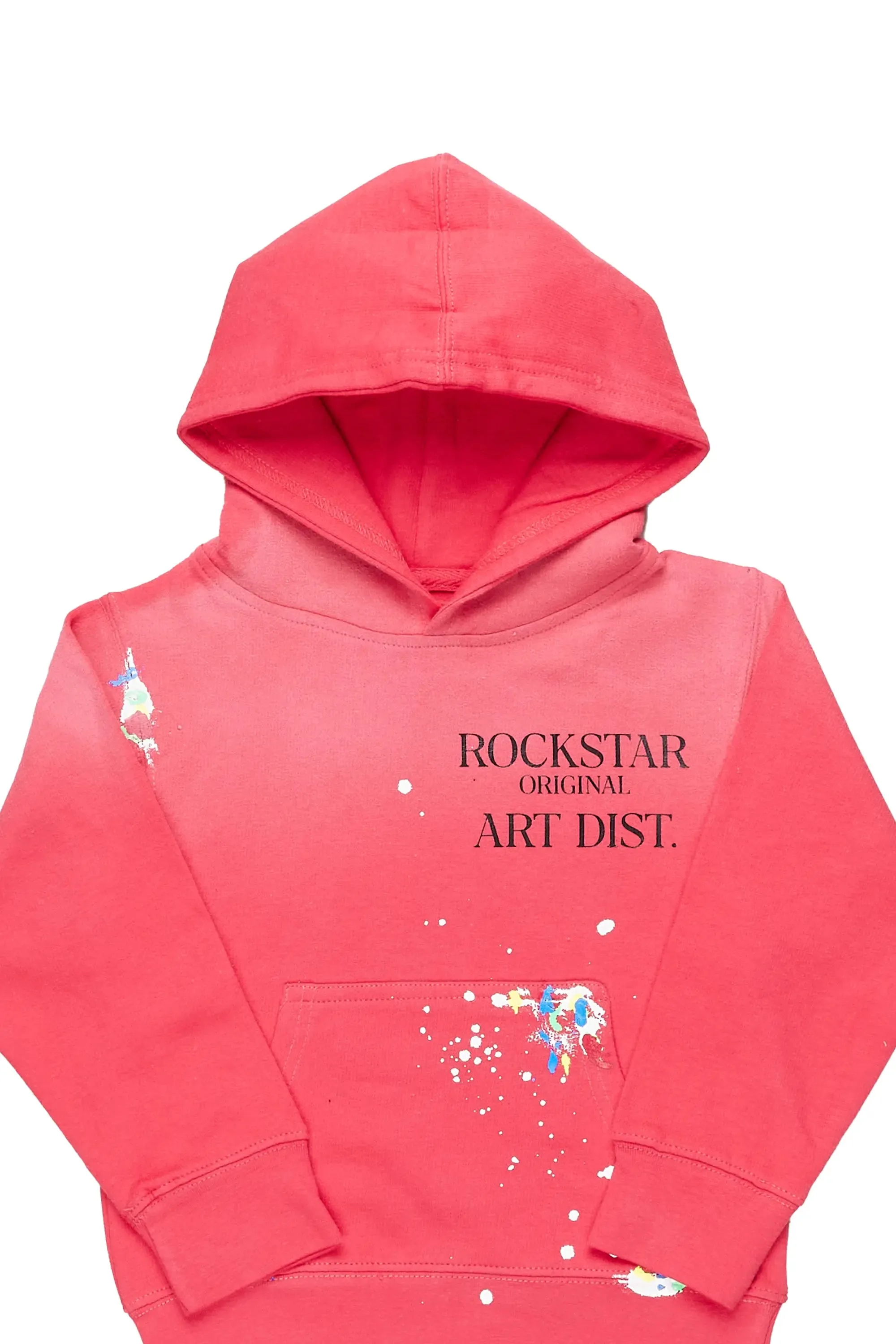 Boys Rockstar Art Dist. Fuchsia Graphic Hoodie