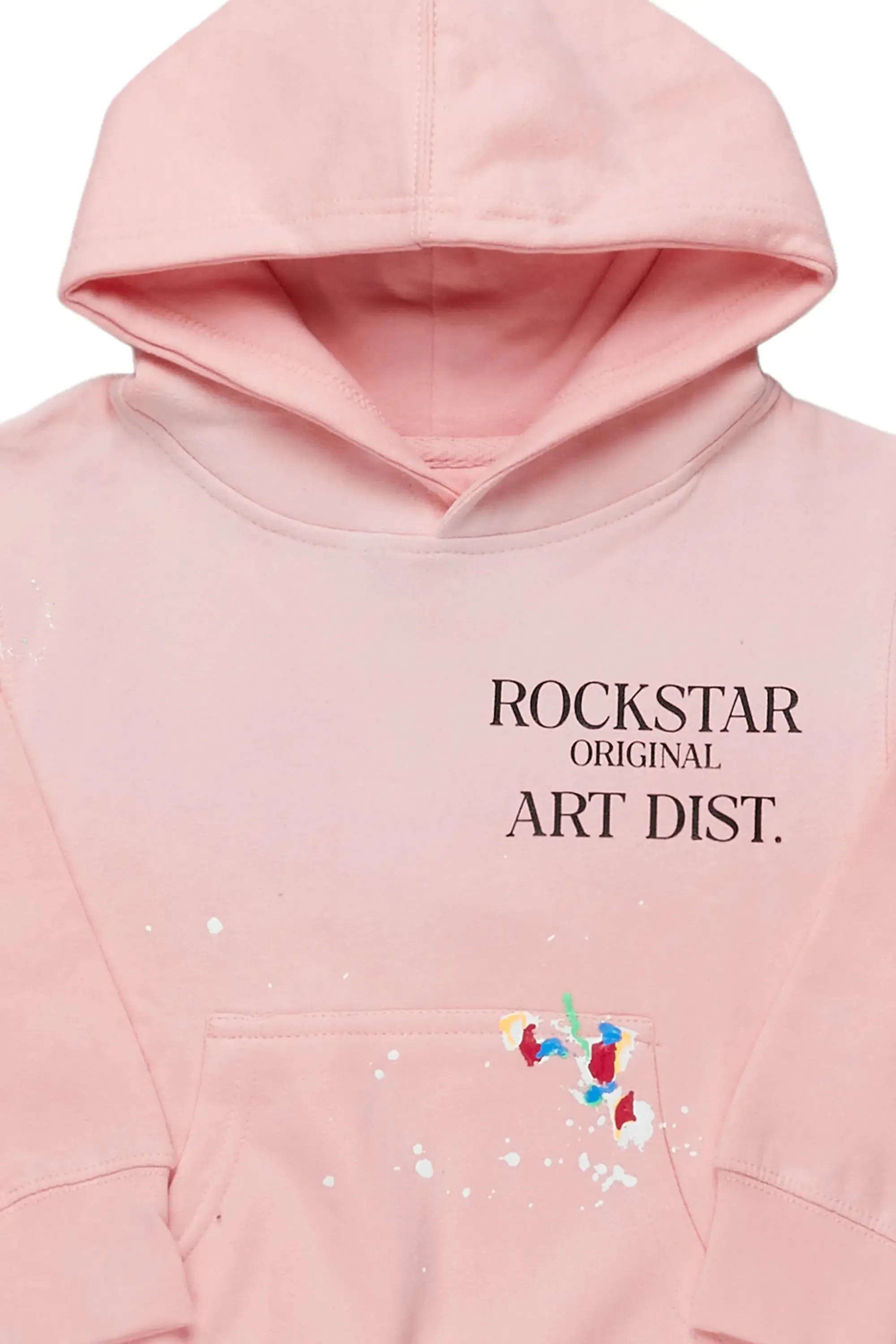 Boys Rockstar Art Dist. Light Pink Graphic Hoodie