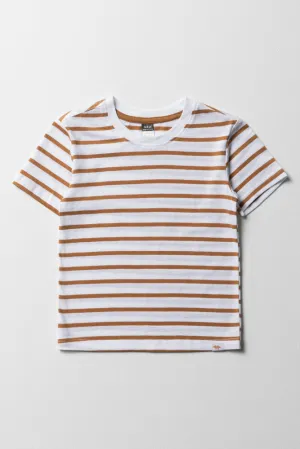 Boys Stripe Short Sleeve T-Shirt Natural & White
