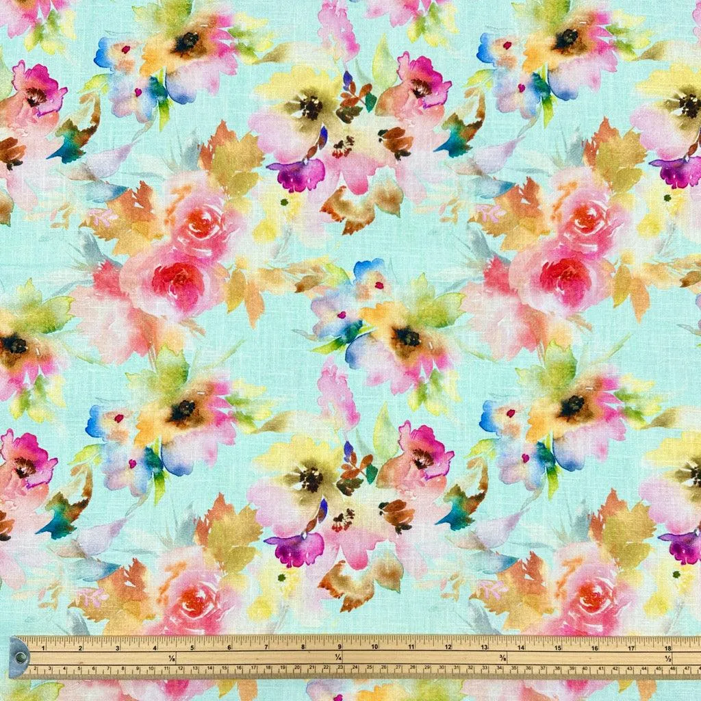 Bright Flowers Linen Blend Fabric