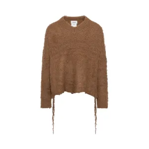 Camel Fur Cut Off Knit Sweater in Camel