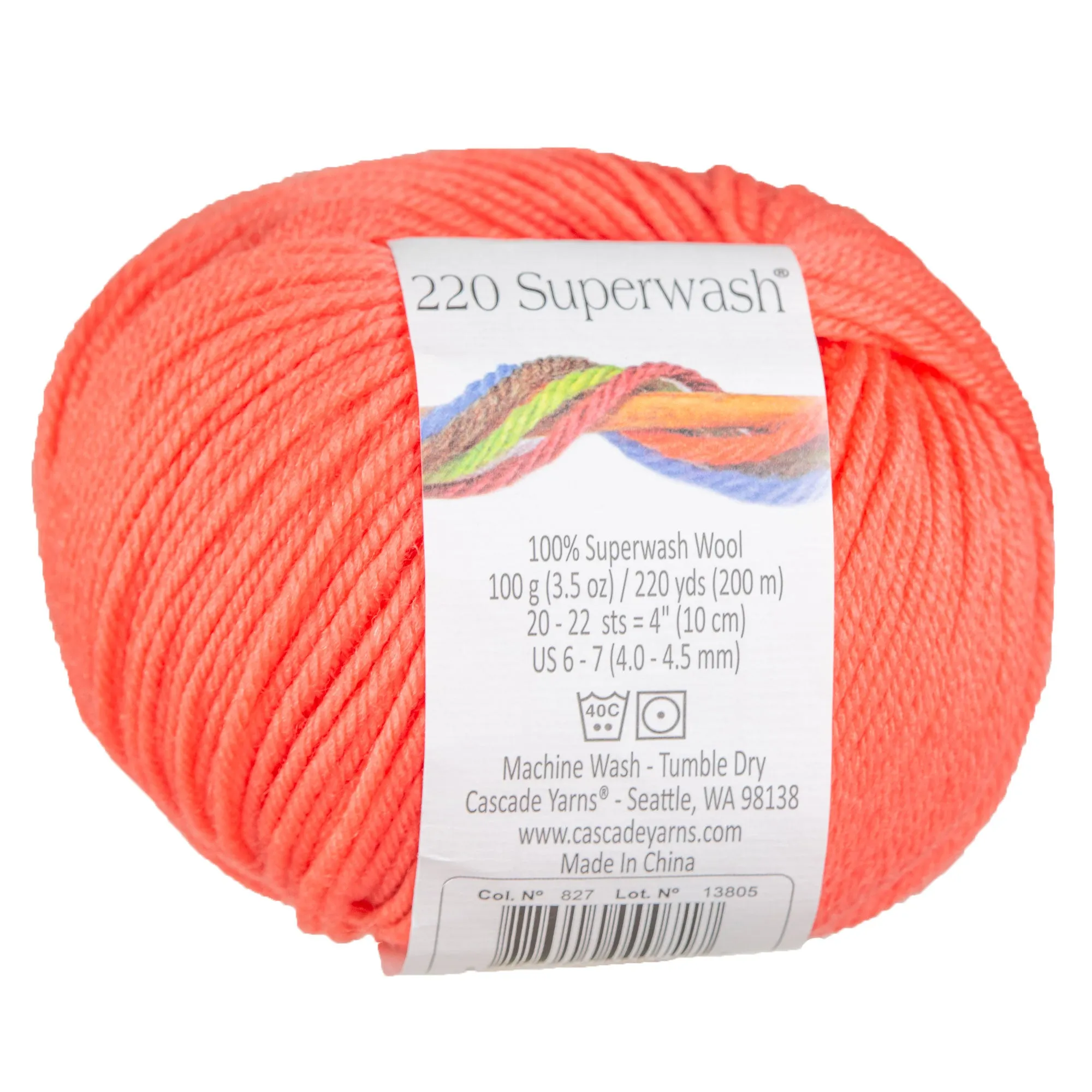 Cascade Yarns 220 Superwash Yarn - 0827 Coral