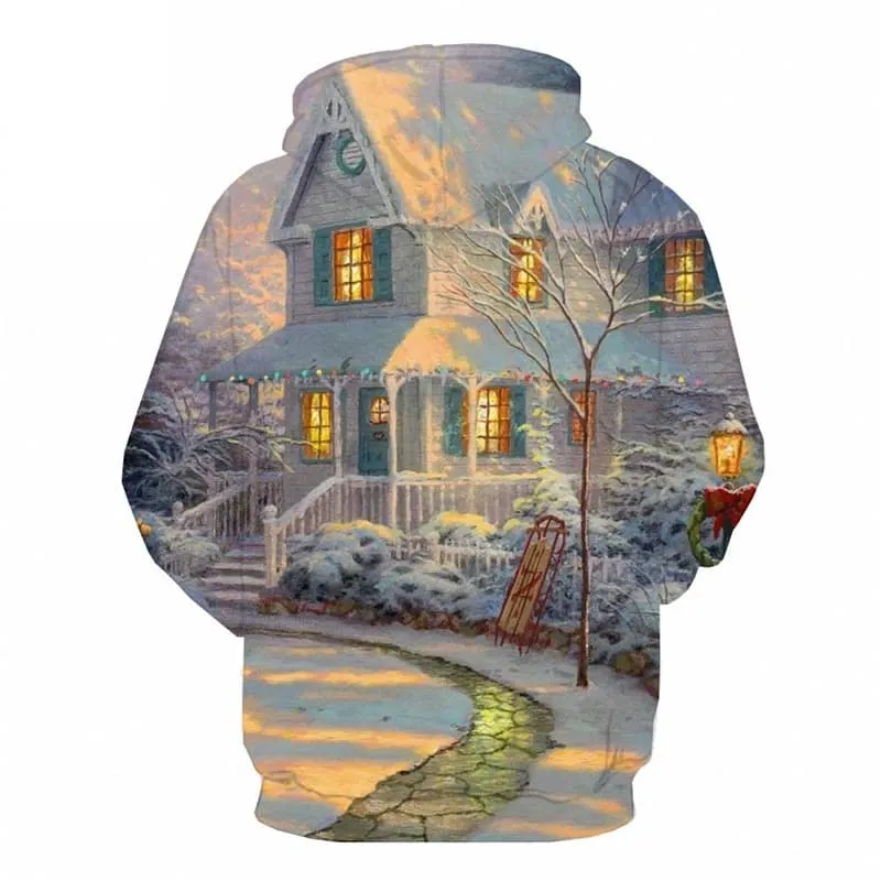 Christmas Sweatshirts men Snowman Hoody Anime New Year Hooded Casual Tree Hoodie Print