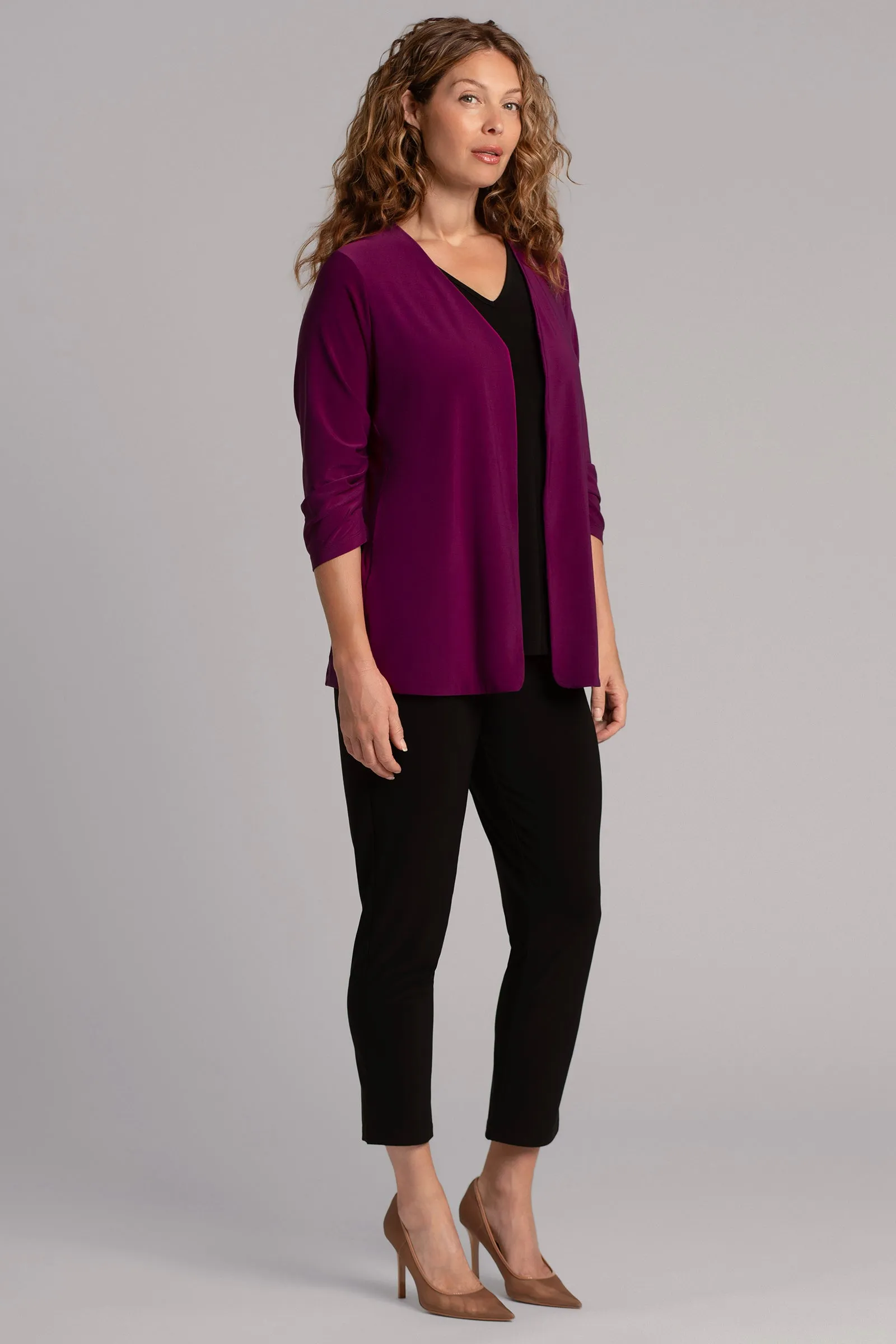 Classic Jacket with Pleated Sleeves | Amaranth