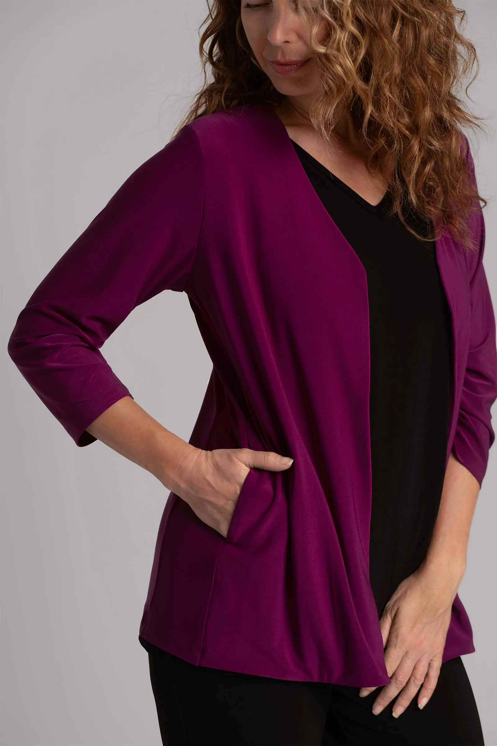Classic Jacket with Pleated Sleeves | Amaranth