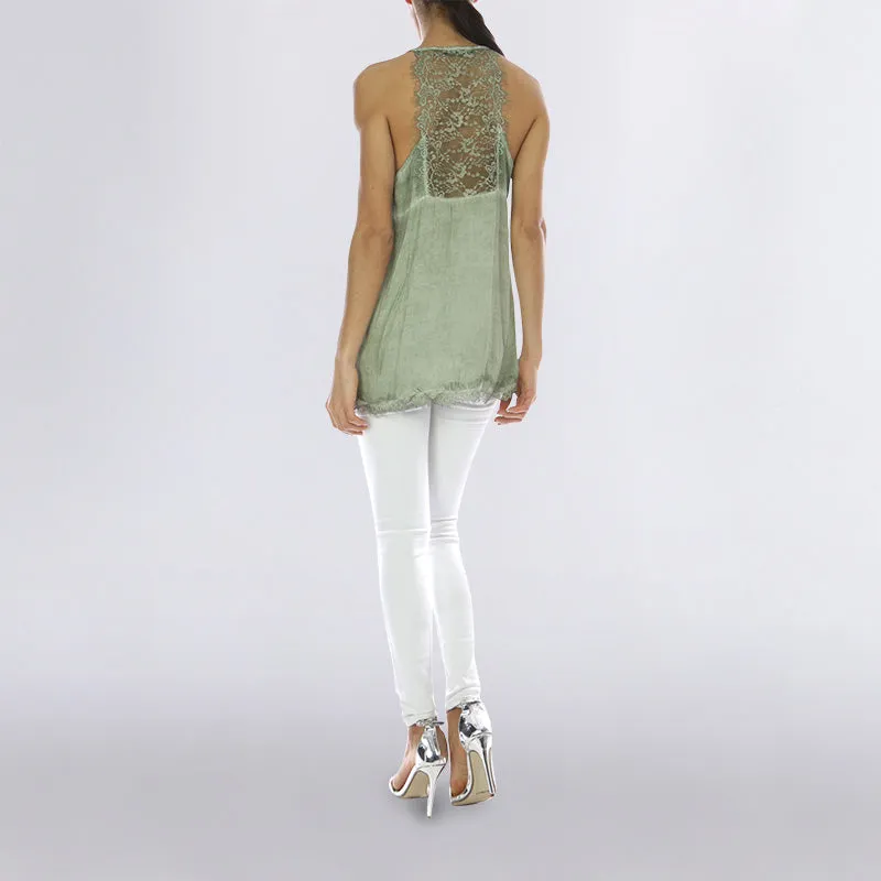 Classic Lace Tank Top Khaki
