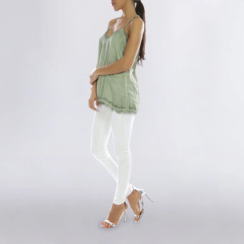 Classic Lace Tank Top Khaki