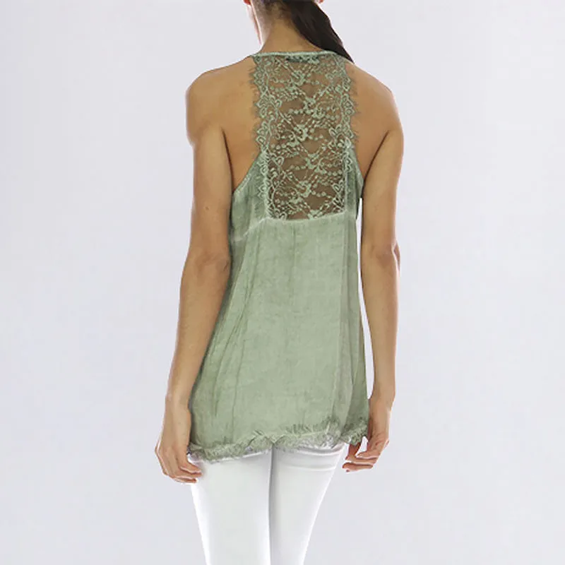 Classic Lace Tank Top Khaki