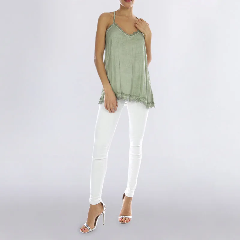 Classic Lace Tank Top Khaki