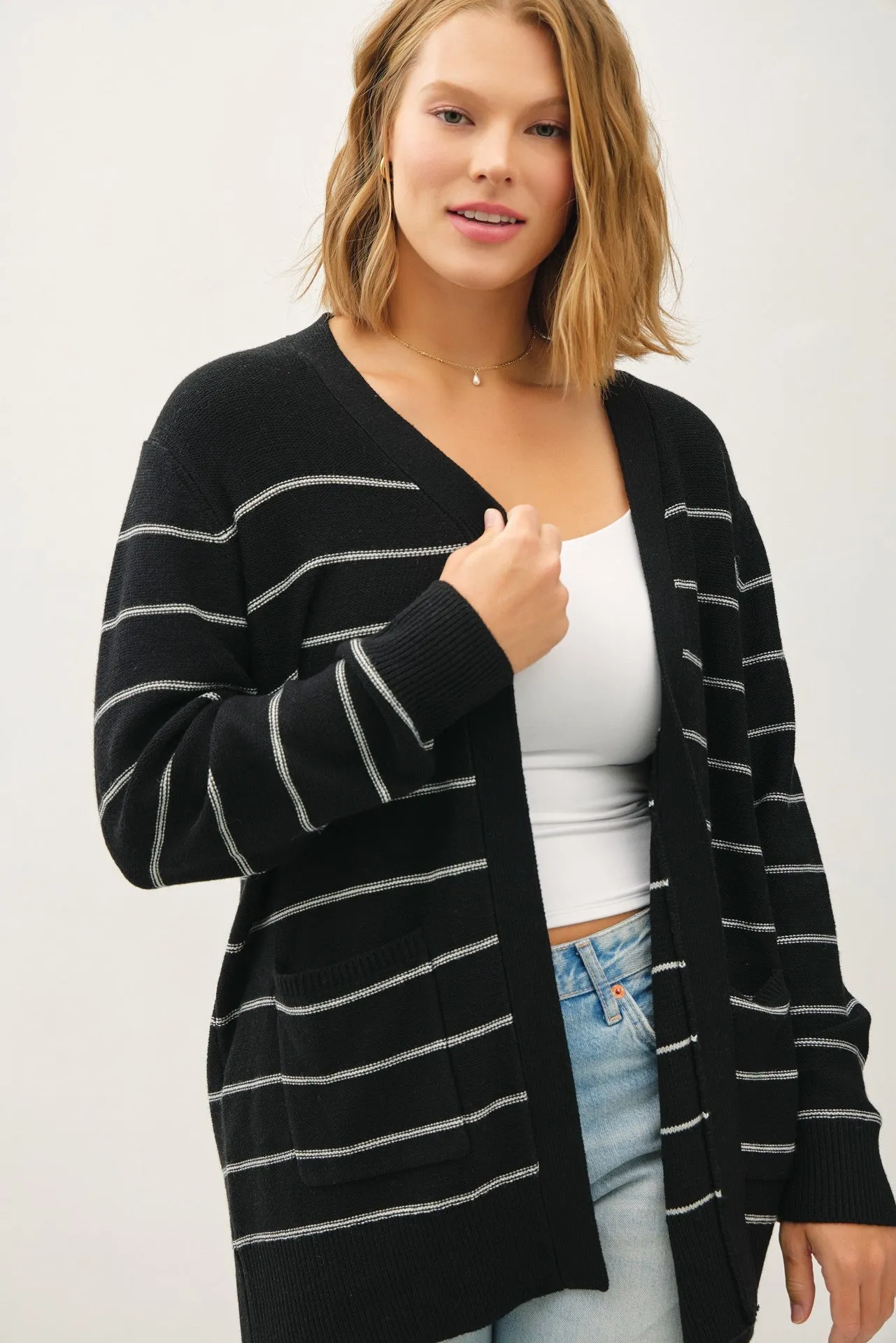 Classic Striped Open Front Cardigan - Final Sale
