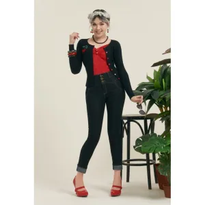 Collectif Rebel Kate Skinny 50s High Waisted Black Denim Jeans