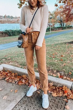 Corduroy Straight Leg Pants