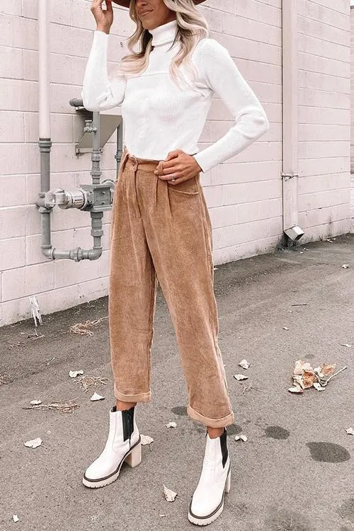Corduroy Straight Leg Pants