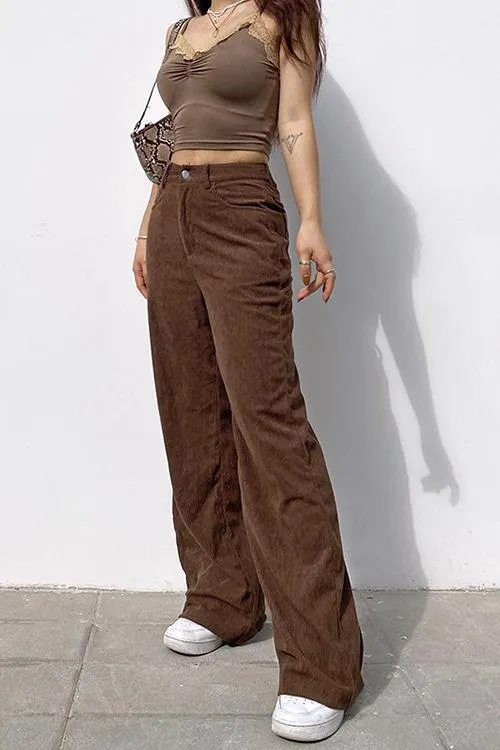 Corduroy Straight Leg Pants