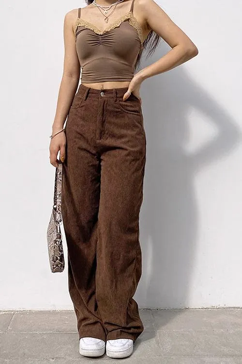 Corduroy Straight Leg Pants