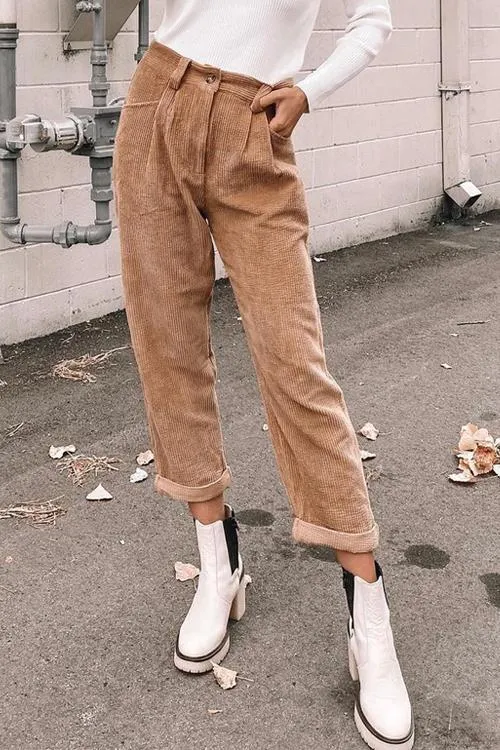 Corduroy Straight Leg Pants