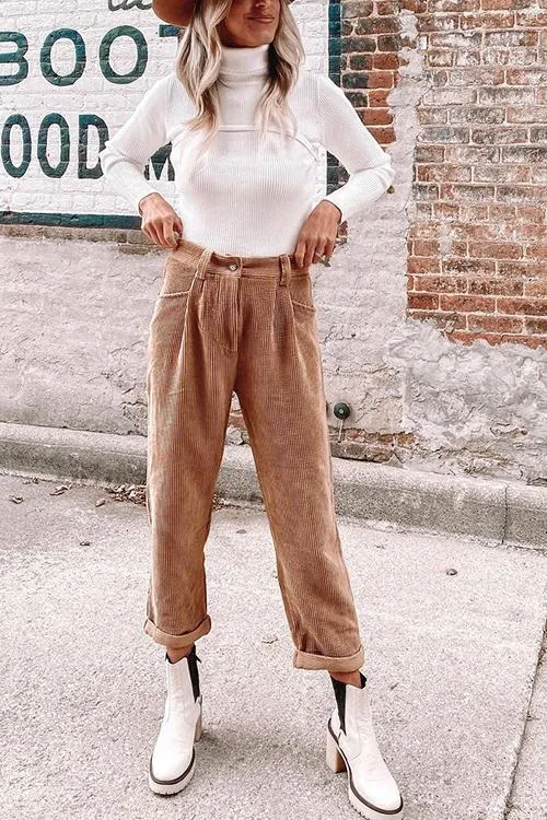 Corduroy Straight Leg Pants