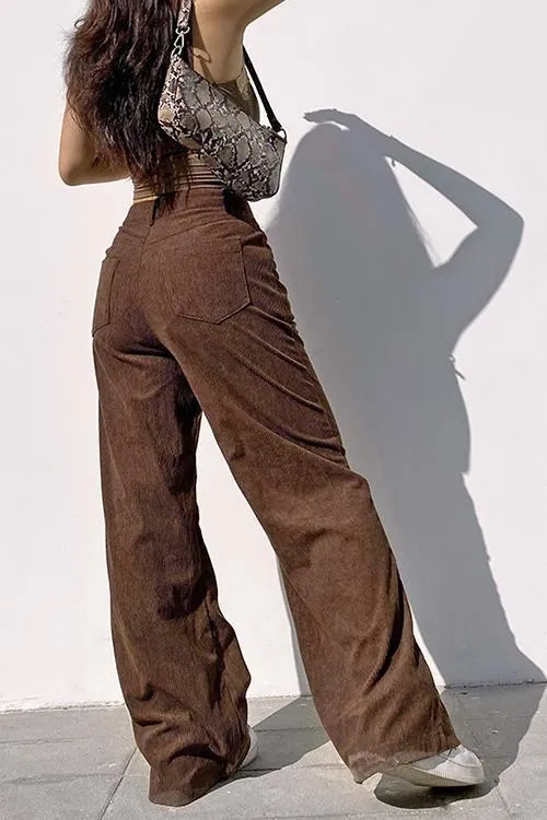 Corduroy Straight Leg Pants