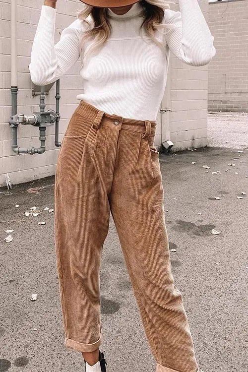 Corduroy Straight Leg Pants